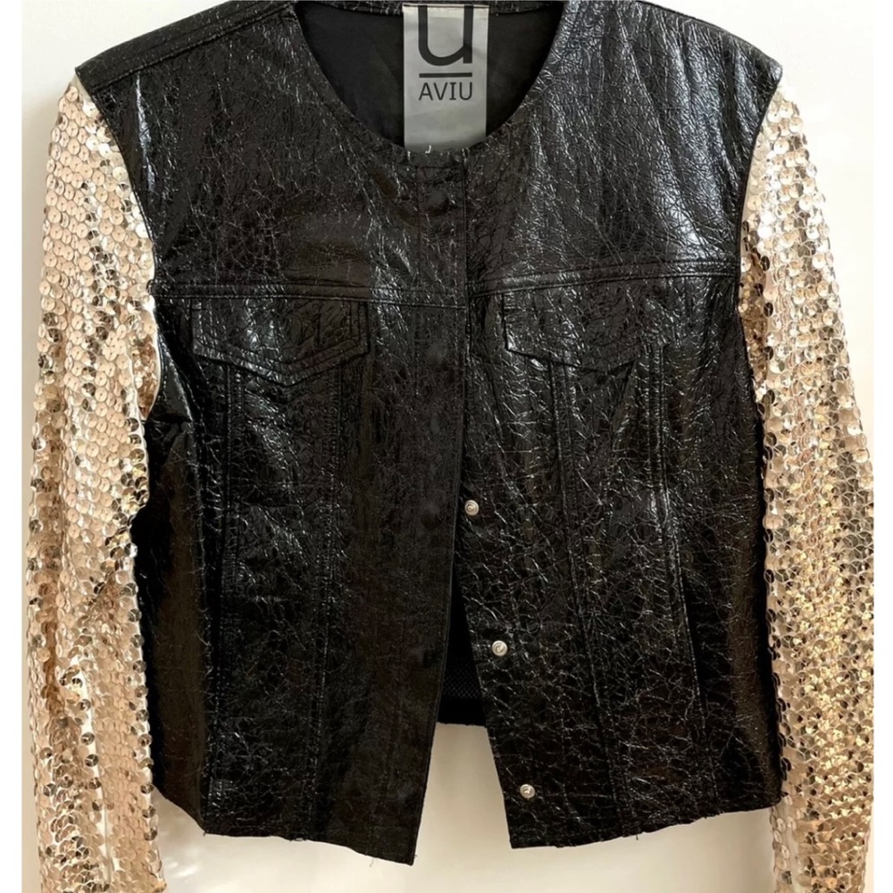 Aviu Sequins Leather Jacket